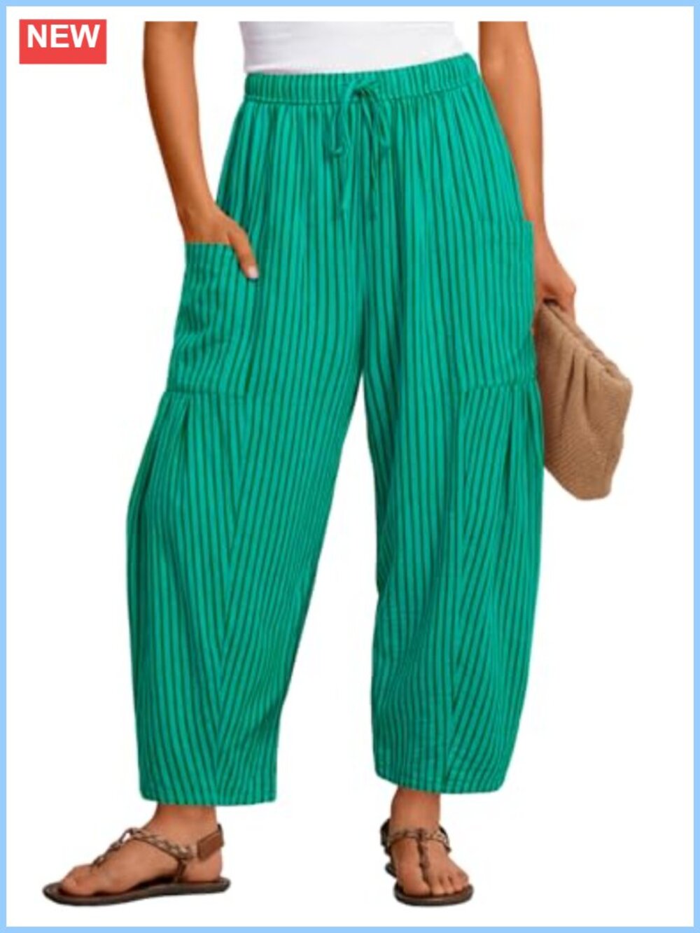 Cotton Linen Wide Leg Palazzo Barrel Pants Trousers Drawstring Boho
